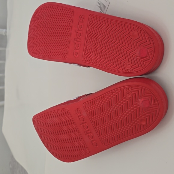 NWT Adidas Red White Adilette Shower Slides Sandals Made In Italy Size Men\'s 18 main image 8
